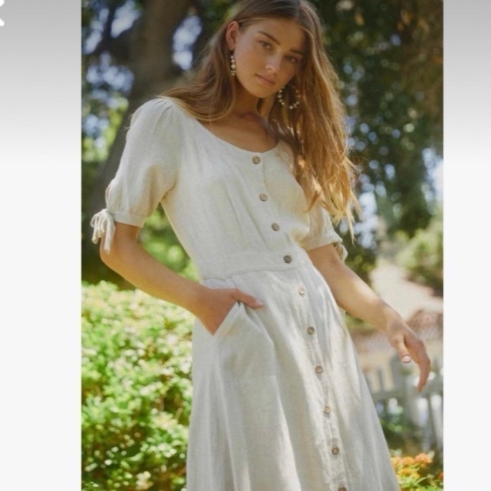 Elegant Cream Button-Down Dress